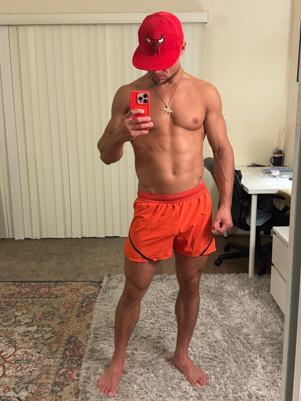 Men's Lightweight bright red Running Shorts brand Get Over size m